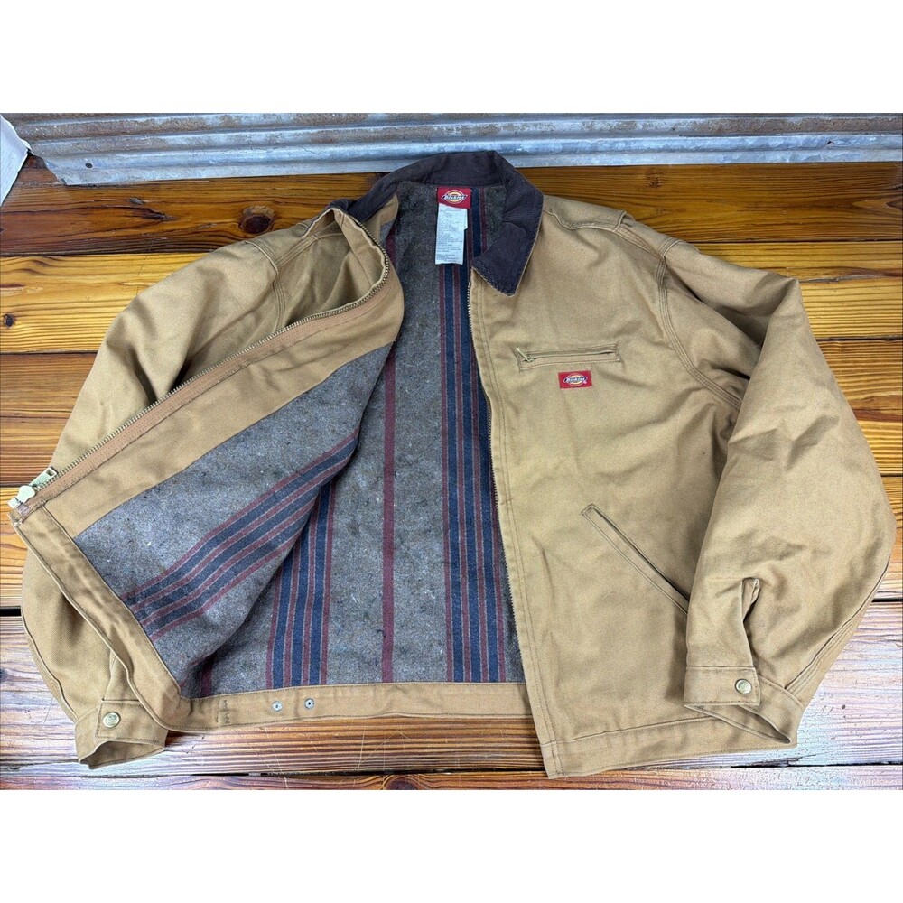 Dickies Detroit Style Blanket Lined Duck Canvas Work Jacket XXL Corduroy Collar